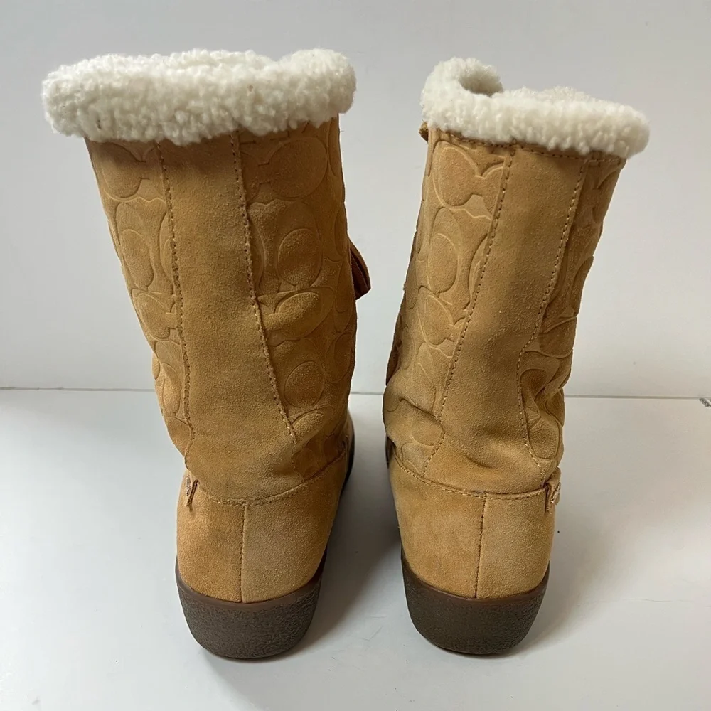 Coach Suede Shearling Boots Size 8B